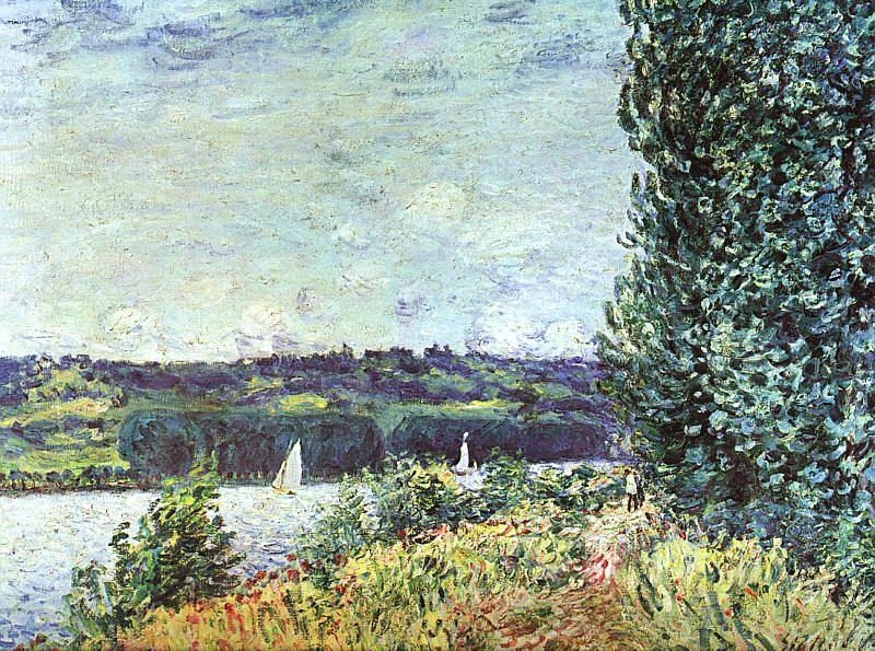 Alfred Sisley The Banks of the Seine : Wind Blowing oil painting picture